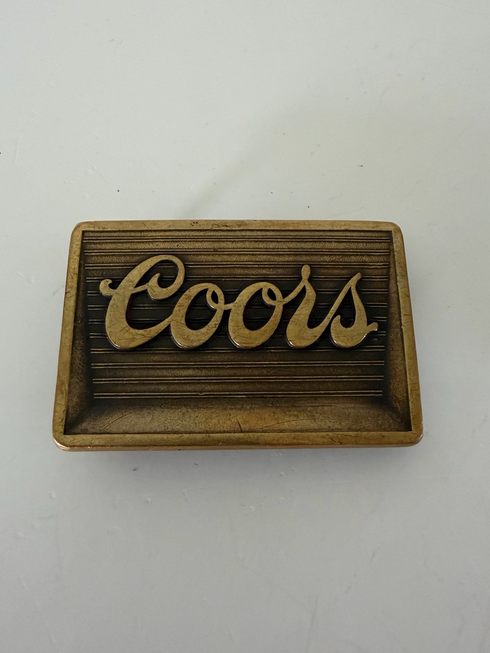 Coors Vintage Brass-Tone Script Logo Beer Advertising Belt Buckle